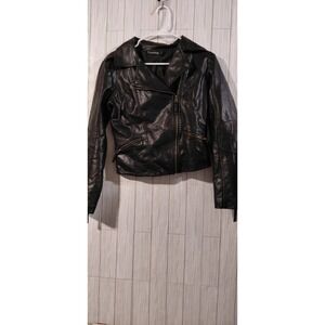 Tanming Women's Faux Leather Moto Biker Chic/Femme Fatale Short Coat Goth/Grunge
